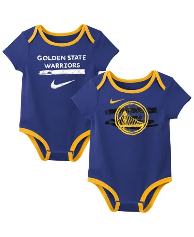 Nike Baby Boys' And Girls' Royal Golden State Warriors Courtside Premier 2-pack Bodysuit Set In Blue