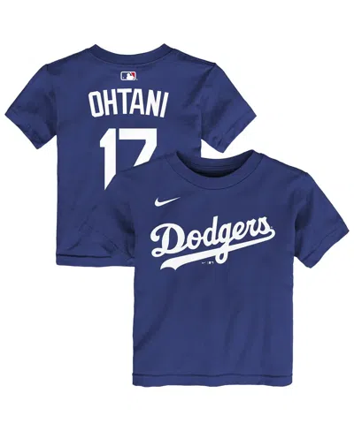 Nike Baby Boys And Girls Shohei Ohtani Rush Blue Los Angeles Dodgers Name & Number T-shirt