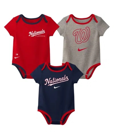Nike Baby Boys And Girls Washington Nationals Three-pack Bodysuit Set In Red