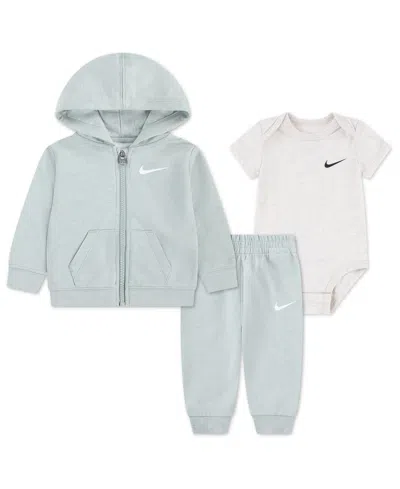 Nike Baby Boys Bodysuit, Hoodie, And Pants, 3-piece Set In Blue