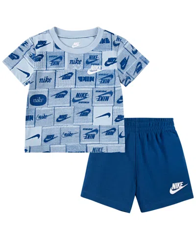 Nike Baby Boys Dri-fit Icon T-shirt And Mesh Shorts Set In Court Blue