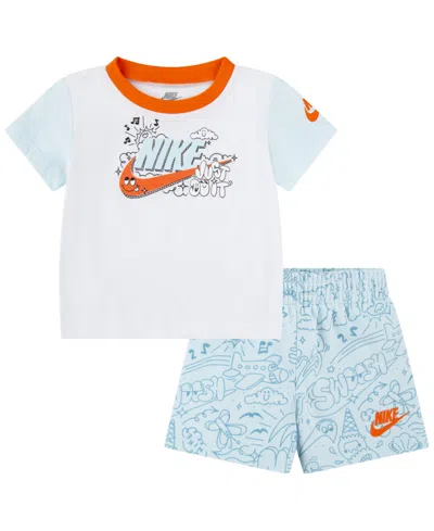 Nike Baby Boys Dri-fit Mesh Short Set In Glacier Blue