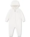 Nike Baby Boys Essentials Hooded French Terry Coverall In Pale Ivory Heather