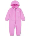 Nike Baby Boys Essentials Hooded French Terry Coverall In Playful Pink
