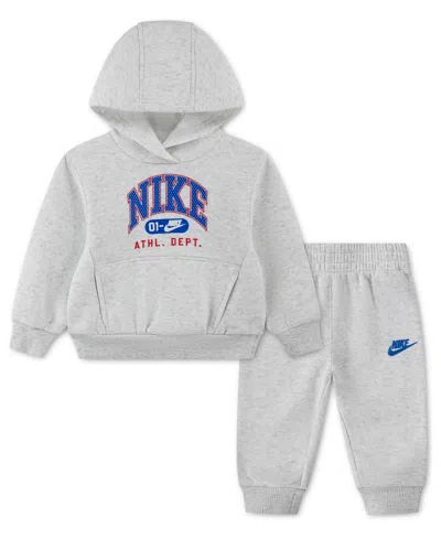 Nike Baby Boys' Fleece Hoodie And Pants, 2-piece Set In Gray