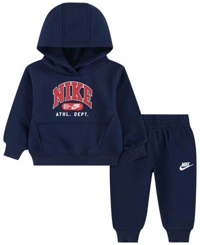 Nike Baby Boys' Fleece Hoodie And Pants, 2-piece Set In Blue