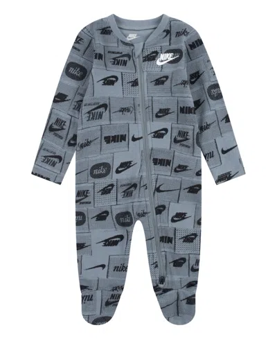 Nike Baby Boys Footed Coverall In Smoke Gray