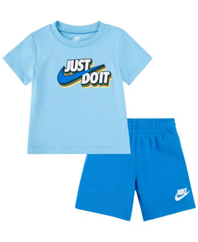 Nike Baby Boys Just Do It Short Set In Light Photo Blue