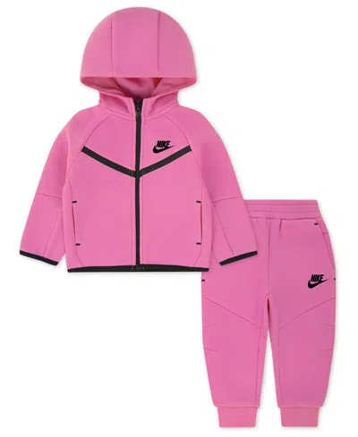 Nike Baby Boys Long-sleeve Hoodie And Pant, 2-piece Set In Pink