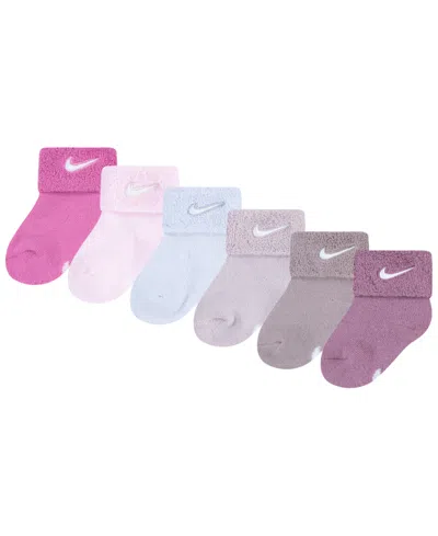 Nike Baby Boys Or Baby Girls Multi Logo Socks, Pack Of 6 In Magic Flamingo