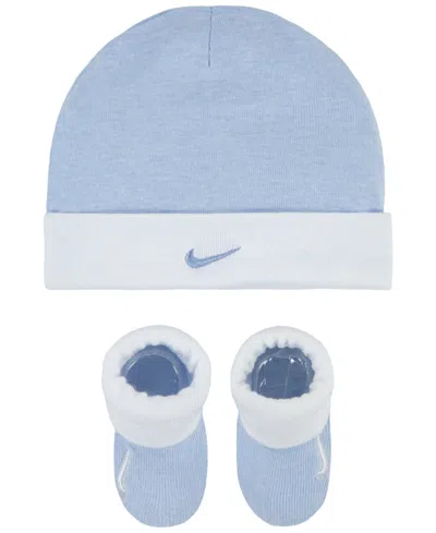 Nike Baby Boys Or Baby Girls Swoosh Hat And Booties, 2 Piece Set In Cobalt Bliss Heather