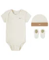 Nike Baby Boys Or Girls 3-piece Short-sleeve Bodysuit, Booties And Hat Set In White