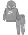 Nike Baby Boys Or Girls Club Fleece Hoodie And Pants, 2 Piece Set In Dark Grey