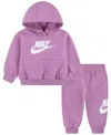Nike Baby Boys Or Girls Club Fleece Hoodie And Pants, 2 Piece Set In Pink Flamingo
