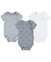 Nike Baby Boys Or Girls Essentials Bodysuits, Pack Of 3 In Dk Grey Heather