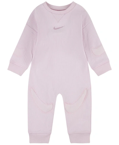 Nike Baby Boys Or Girls Ready, Set Long Sleeves Coverall In Pink Foam