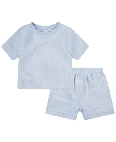 Nike Baby Boys Or Girls Readyset Short, 2-piece Set In Light Armory Blue