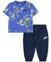 Nike Baby Boys Printed Reveal T-shirt & Pants, 2 Piece Set In Blue