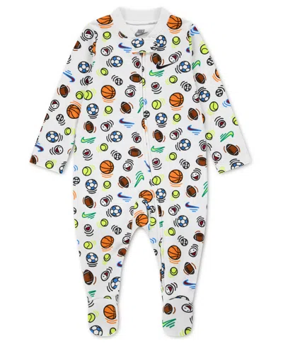Nike Baby Boys' Sportball Printed Footed Coverall In White