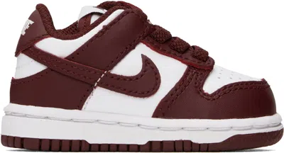 Nike Baby Burgundy & White Dunk Low Sneakers In 115 White/redwood-gy