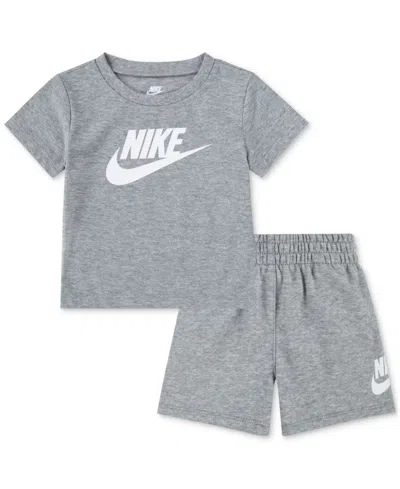 Nike Baby Club T-shirt & Shorts, 2 Piece Set In Dark Grey