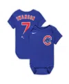 Nike Baby Dansby Swanson Royal Chicago Cubs Fuse Name Number Bodysuit In Royal