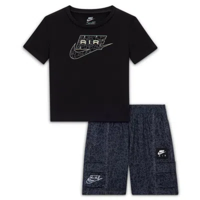 Nike Baby Dri-fit 2-piece Air Printed Cargo Shorts Set In Black