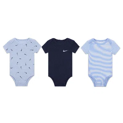 Nike E1d1 Baby (0-) Mix And Match Bodysuits (3-pack) In Blue