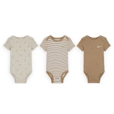 Nike E1d1 Baby (0-) Mix And Match Bodysuits (3-pack) In Brown