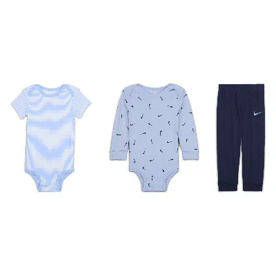 Nike Baby Essentials Baby (12-) 3-piece Bodysuits And Pants Set In Blue