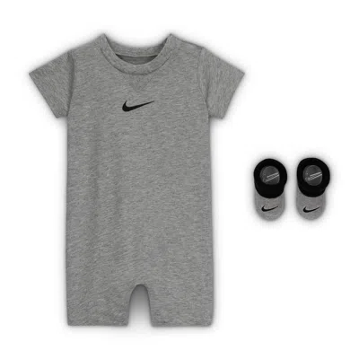 Nike Baby Essentials Baby Romper And Booties Set In Gray