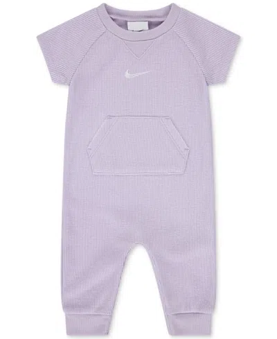 Nike Baby Essentials Short-sleeve Waffle Coverall In Purple