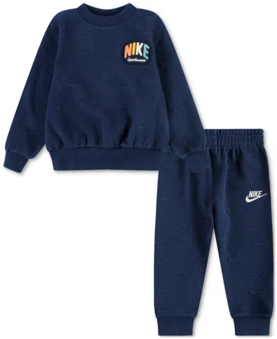 Nike Baby Futura Sweatshirt & Jogger Pants, 2 Piece Set In Midnight Navy