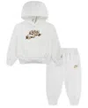 Nike Baby Girl Floral Futura Hoodie And Joggers, 2-piece Set In White