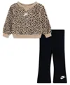Nike Baby Girls 2-piece Wild Warmth Kick Long-sleeve Top And Flare Pants Set In Multi