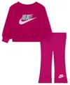 Nike Baby Girls 2-piece Wild Warmth Logo Long-sleeve Top And Leggings Set In Pink