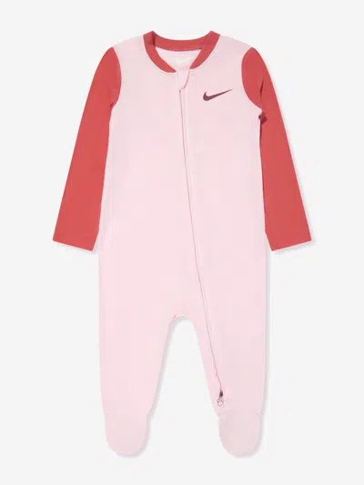 Nike Baby Girls Basic Logo Babygrow In Pink