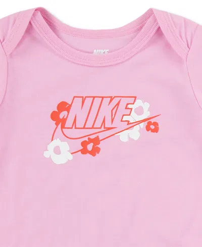 Nike Baby Girls Bodysuit And Floral Leggings Set In Pink Rise