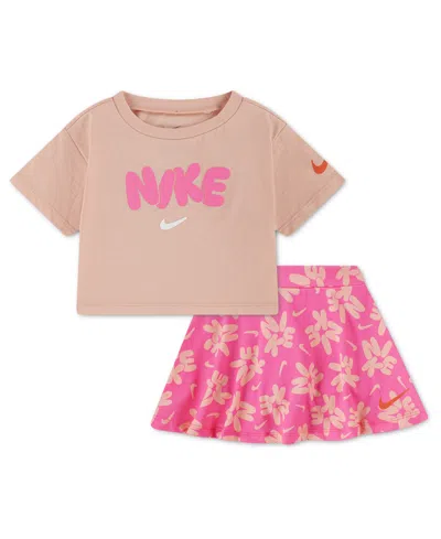 Nike Baby Girls' Bold Play Short-sleeve T-shirt And Flared Skirt, 2-piece Set In Multi