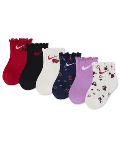 Nike Baby Girls' Cherry Lettuce Socks, 6-pack In Multi