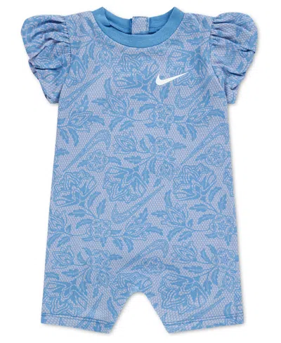 Nike Baby Girls' Crewneck Romper In Blue