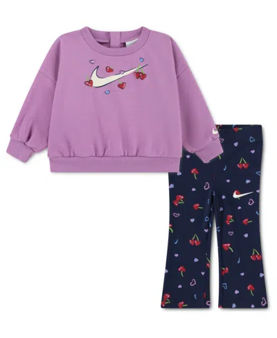 Nike Baby Girls' Crewneck Sweatshirt And Leggings, 2-piece Set In Multi