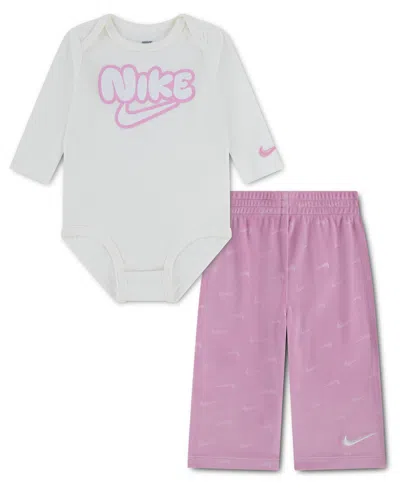 Nike Kids' Baby Girls' Dream Float Long Sleeve, Flare Leg Bodysuit And Pants, 2-piece Set In Multi