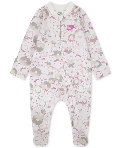 Nike Baby Girls Flow-ral Printed Footed Coverall In Sail