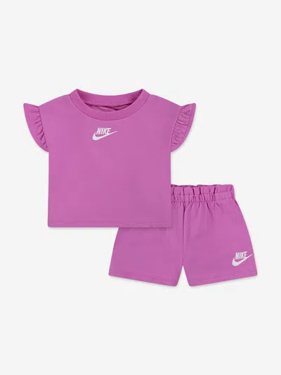 Nike Kids' Baby Girls French Terry Short Set In Purple