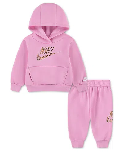 Nike Baby Girls' Hooded Sweatshirt And Jogger Pants, 2-piece Set In Pink