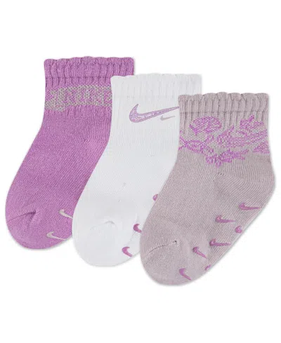 Nike Baby Girls' Lace It Up Scalloped Ankle Socks, 3-pack In Multi