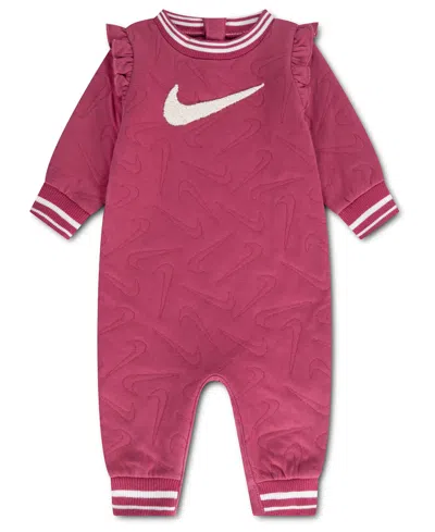 Nike Kids' Baby Girls' Readyset. Grow. Swoosh Logo Easy-on/easy-off One Piece In Pink
