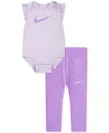 Nike Baby Girls Swoosh Motion Bodysuit & Leggings, 2 Piece Set In Fuchsia