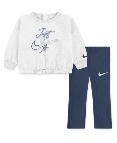 Nike Baby Girls Swoosh On Pointe 2-piece T-shirt And Leggings Set In White